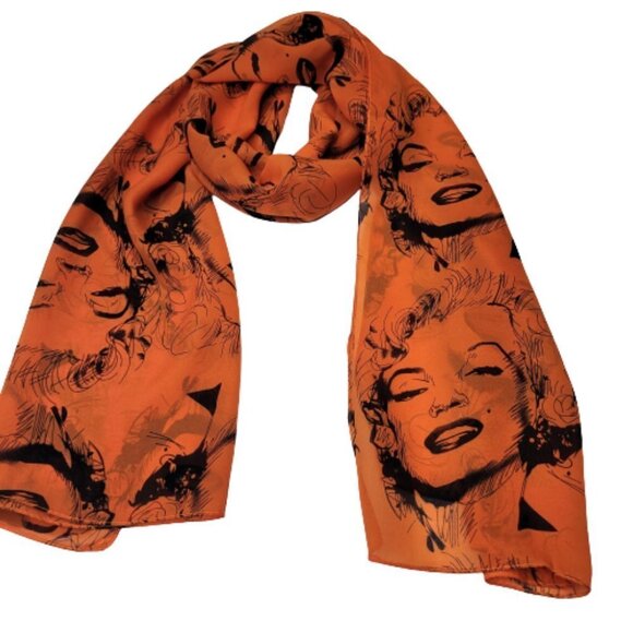 Marilyn Monroe Scarf Silk Viscose Orange Marilyn Monroe Scarf- NEW! - Picture 7 of 7
